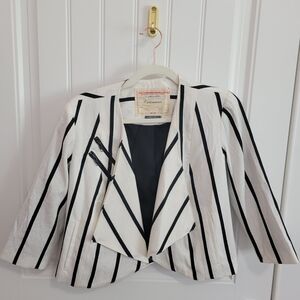 NWOT Anthropologie Cartonnier‎ Black and White Striped Blazer